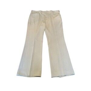 Vintage Haggar Men’s Flare Checkered Slacks 42x32 Beige and White Golf Preppy